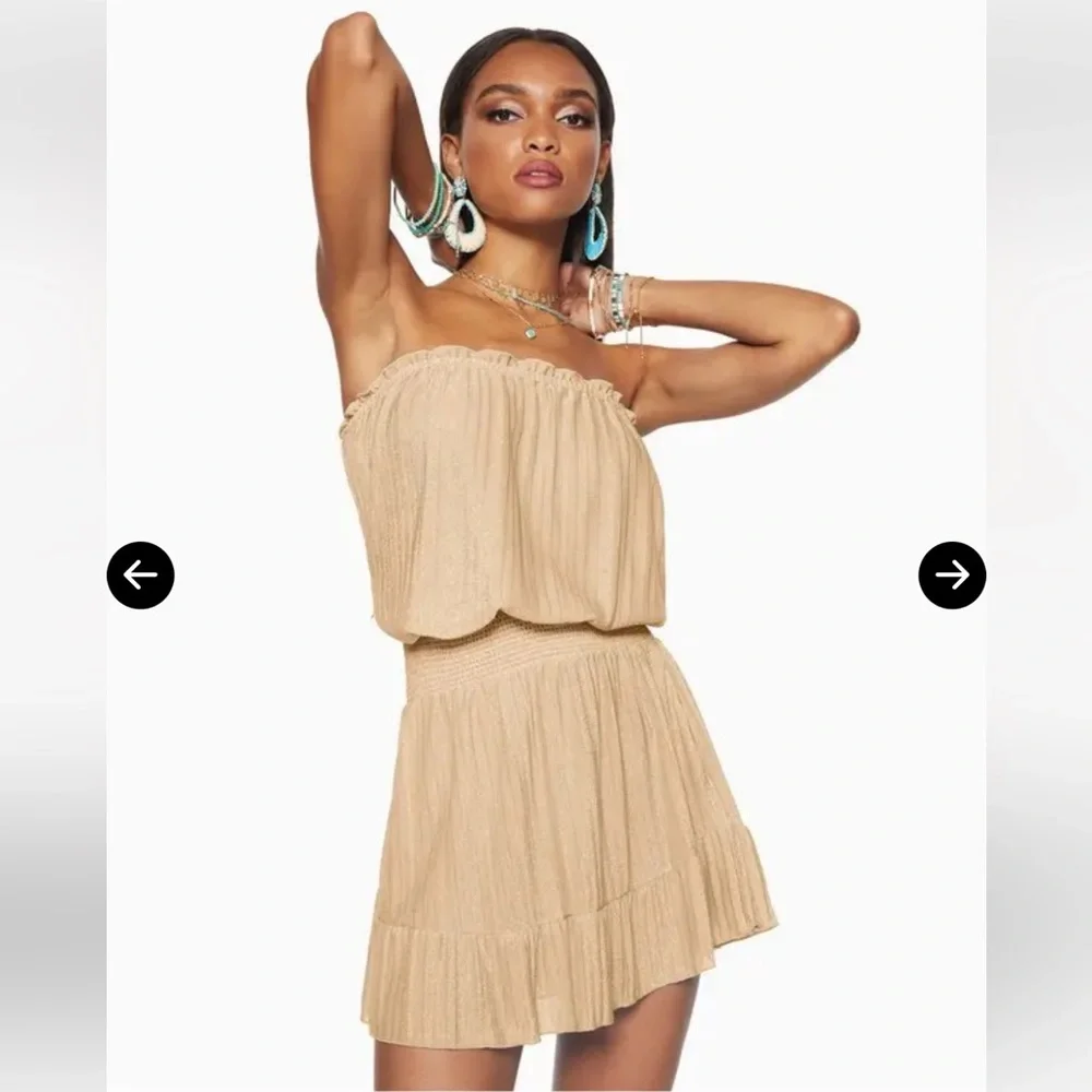 NWT Ramy Brook Knit Marina Dress Neutral Sparkle Strapless Size Small - Picture 3 of 12